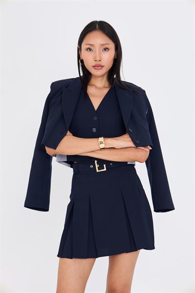 Yanları Şeritli Garnili Kısa Ceket 