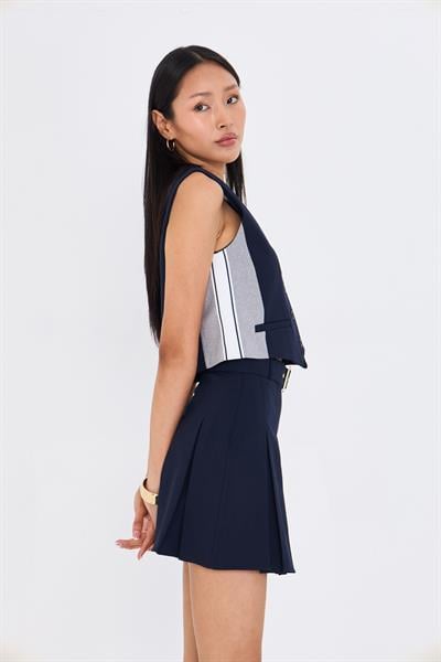 Yanları Şeritli Garnili Yelek 