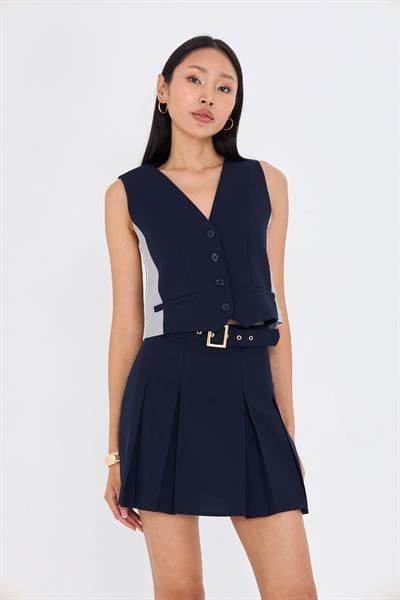 Yanları Şeritli Garnili Yelek 