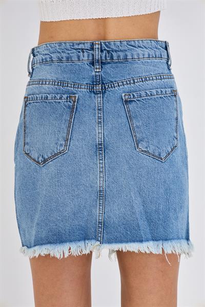 Yırtmaçlı Mini Denim Etek