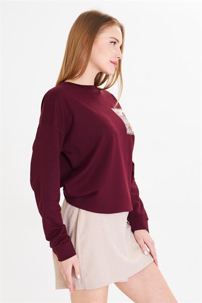 Zebra Baskılı İki İplik Sweatshirt 