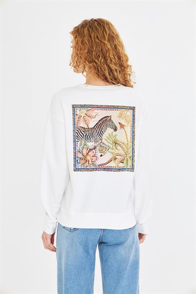 Zebra Baskılı İki İplik Sweatshirt 