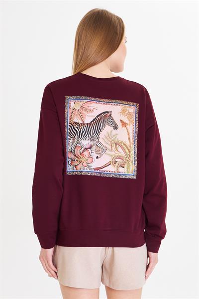 Zebra Baskılı İki İplik Sweatshirt 