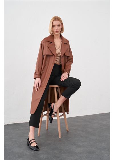 【tokko】美品 レッドフォックスコート Tiffany by Allerli Kuşaklı Deri Trençkot - Tiffany & Tomato