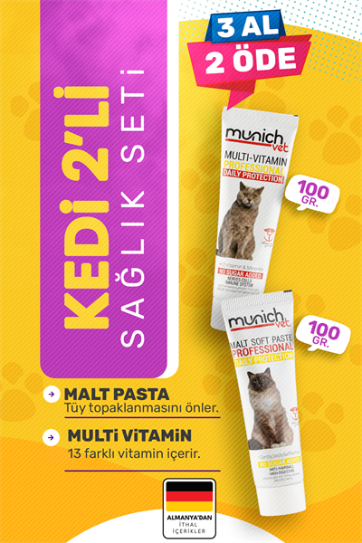 2'li Set Multi Vitamin Paste 100 gr Malt Paste Tüy Yumağı Önleyici 100 gr 