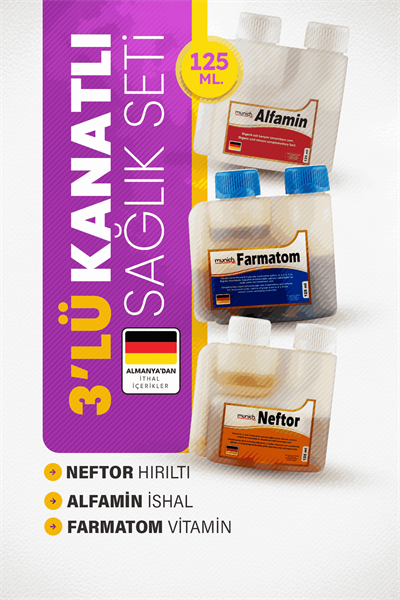 Munich Vet 3lü Kanatlı Seti 125ml Neftor Hırıltı - Alfamin İshal - Farmatom Vitamin