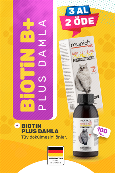 Munich Vet Biotine +Plus Tüy Dökülmesini Önleyen Damlası 100 ml
