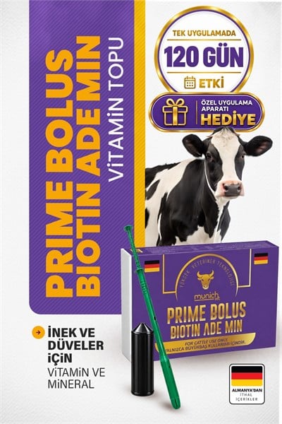 Munich Vet Prime Biotin Bolus ADE VİT MİN 107 Gr. 12 Adet Yutturma Aparatı HEDİYE
