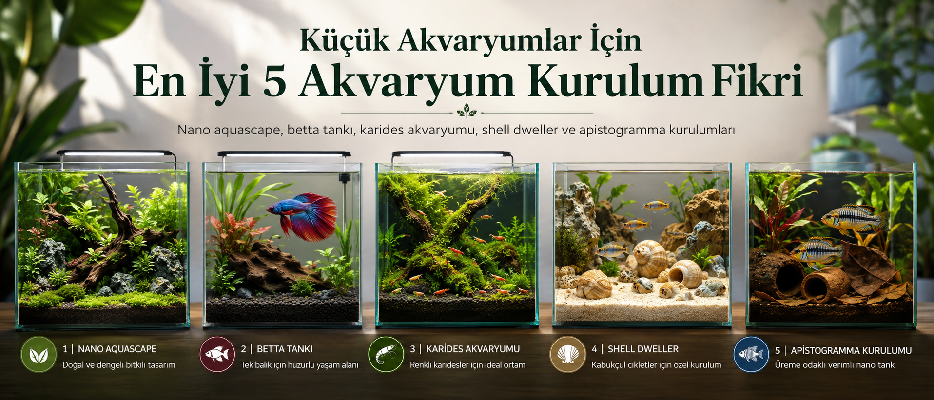 Küçük Akvaryumlar İçin En İyi 5 Akvaryum Kurulum Fikri