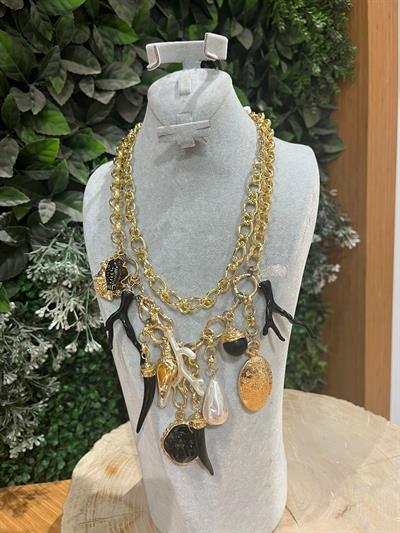 Charm Tasarım Gold Kolye 