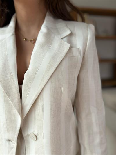 Geniş Çizgili Blazer 