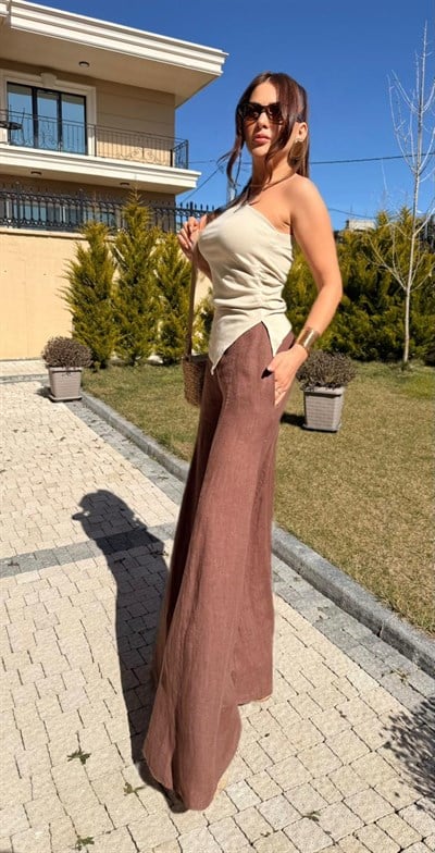 İthal Ham Keten Pantolonn