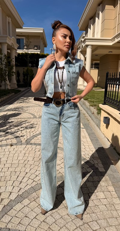 Tasarım Işıltılı Jean Takım