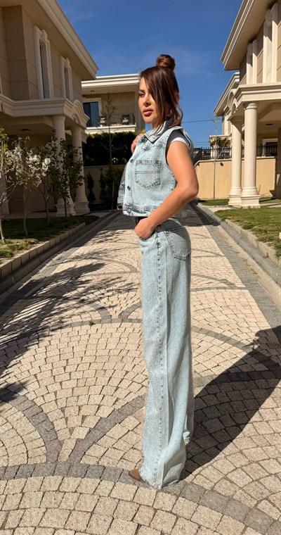 Tasarım Işıltılı Jean Takım