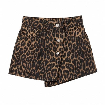 Leopar Desen Şort Etek Kız Çocuk Yazlık Şık Model