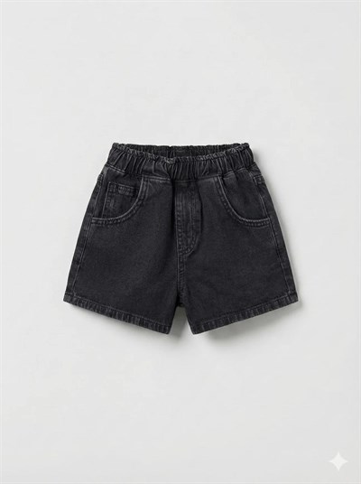 Unisex Çocuk Denim Bermuda Şort Pamuklu Yazlık Rahat Model