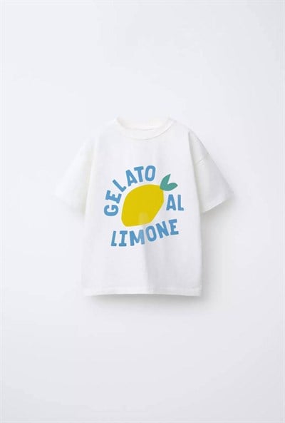 Unisex Çocuk Gelato Lemon Tişört Pamuk Günlük Tshirt 2-7 Yaş