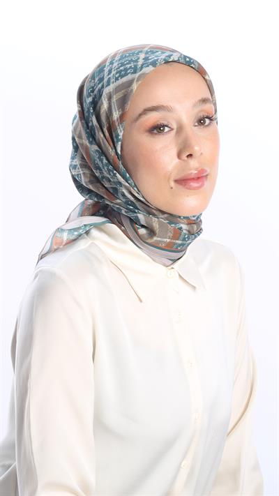 AMORA DESEN EŞARP PETROL MAVİ-5