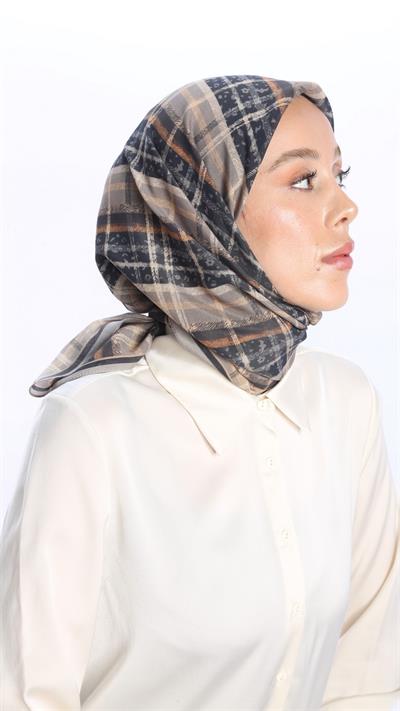 AMORA DESEN EŞARP SİYAH-1