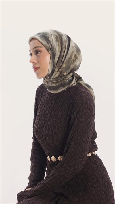 ARMONİ DESEN EŞARP ZEYTİN YEŞİLİ-3