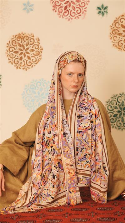 ARVEN DESEN ŞAL LİLA KAHVE-2