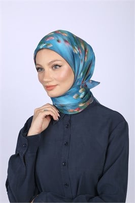 Aura Desen Eşarp Deniz Mavisi