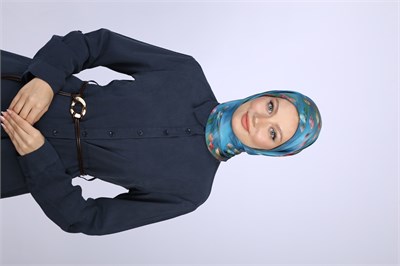 Aura Desen Eşarp Deniz Mavisi