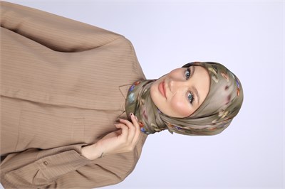 Aura Desen Eşarp Zeytin Yeşili
