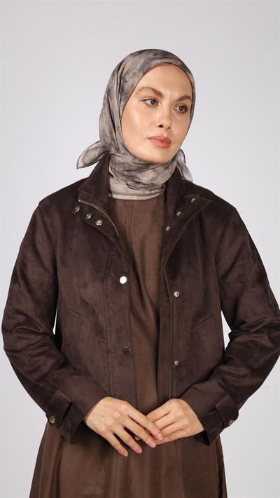BATİK DESEN EŞARP VİZON