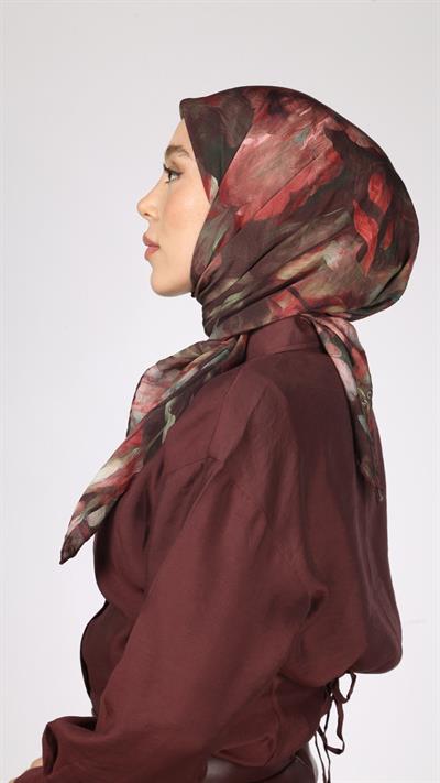 BLOOM DESEN EŞARP BORDO