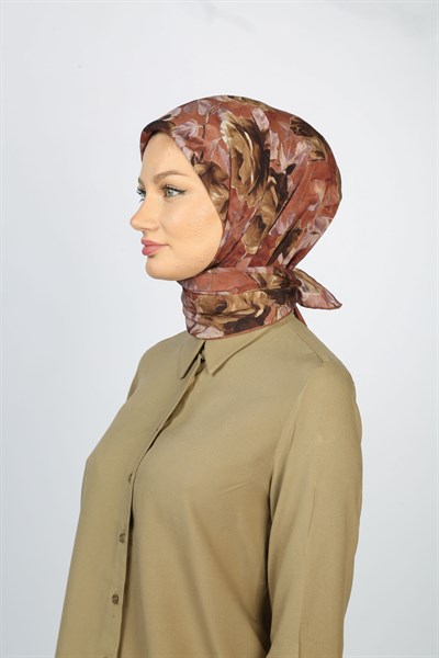 EARTHY FLORAL EŞARP KAHVE