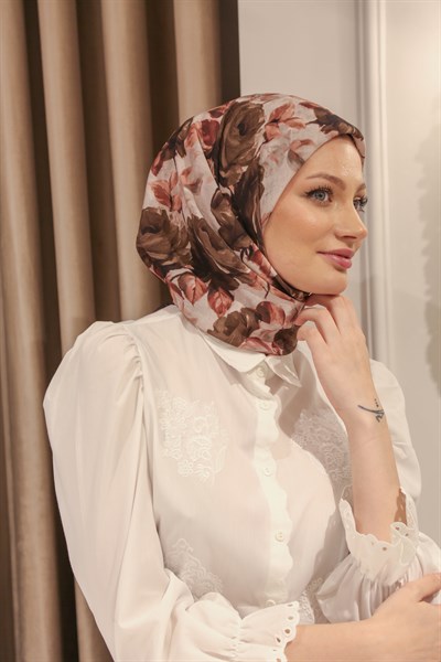 EARTHY FLORAL EŞARP KREM