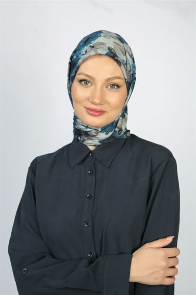 EARTHY FLORAL EŞARP LACİVERT