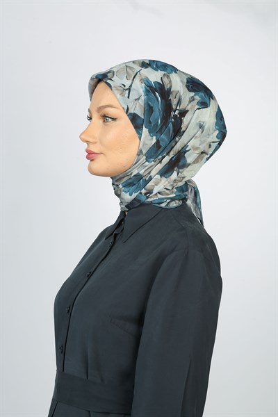 EARTHY FLORAL EŞARP LACİVERT