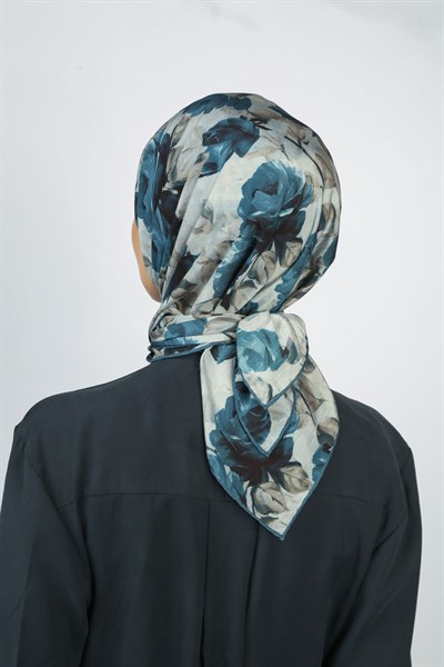 EARTHY FLORAL EŞARP LACİVERT