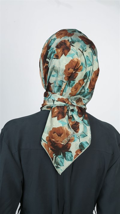EARTHY FLORAL EŞARP MAVİ