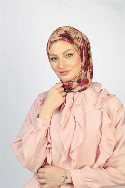 EARTHY FLORAL EŞARP PEMBE