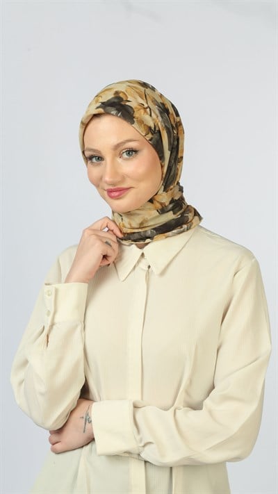 EARTHY FLORAL EŞARP SARI