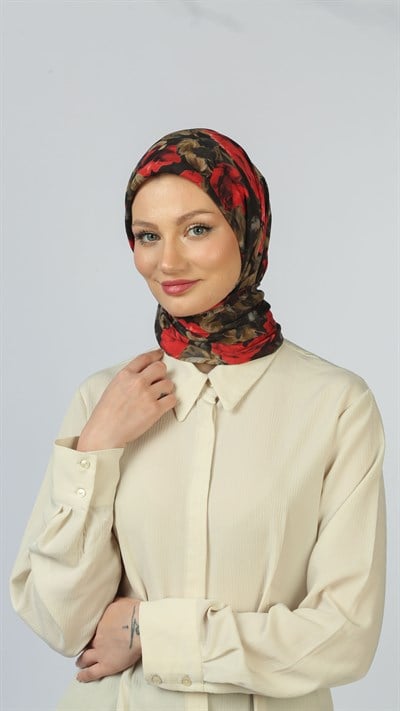 EARTHY FLORAL EŞARP SİYAH