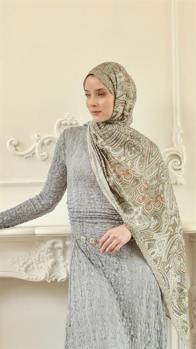 ELARİS DESEN ŞAL YEŞİL-3