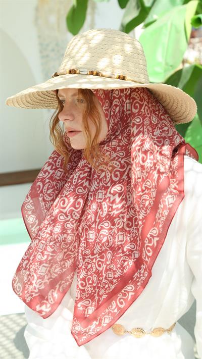 ELOURA DESEN EŞARP BORDO-8