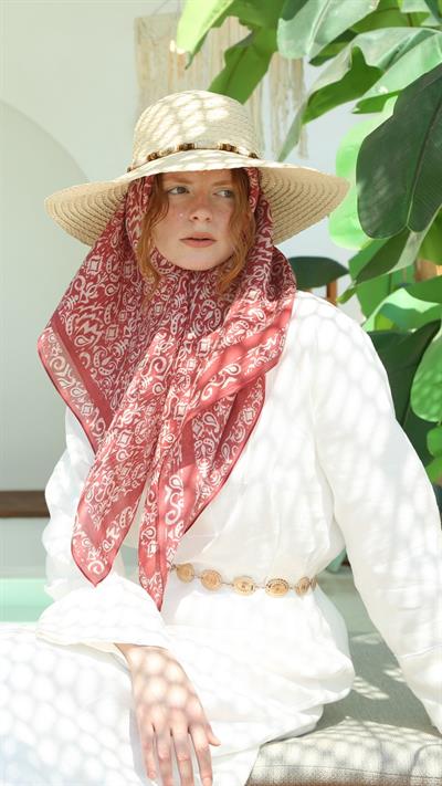 ELOURA DESEN EŞARP BORDO-8