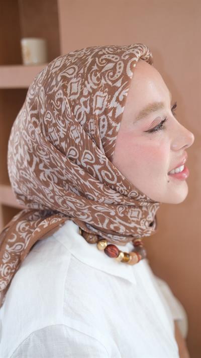 ELOURA DESEN EŞARP KAHVE-4