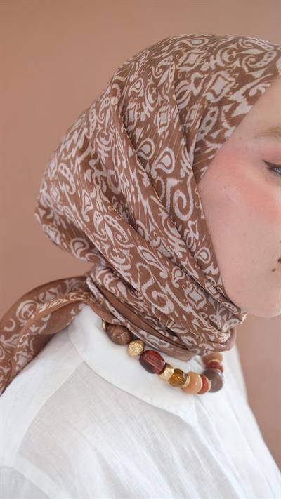 ELOURA DESEN EŞARP KAHVE-4