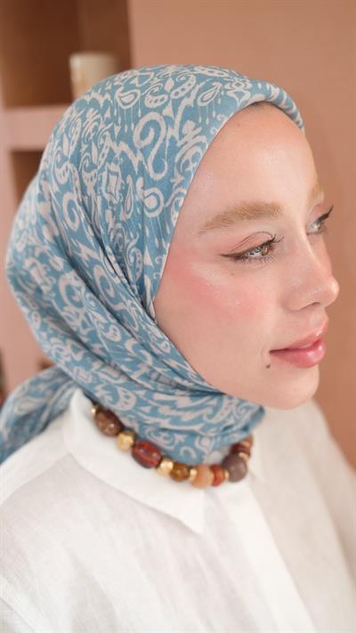 ELOURA DESEN EŞARP MAVİ-3