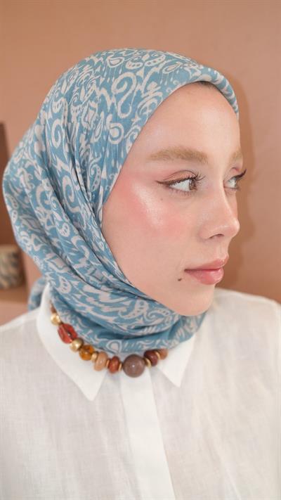 ELOURA DESEN EŞARP MAVİ-3