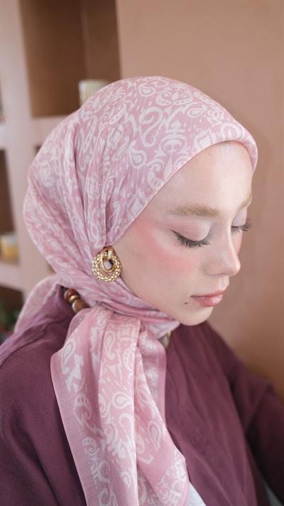 ELOURA DESEN EŞARP PEMBE-1