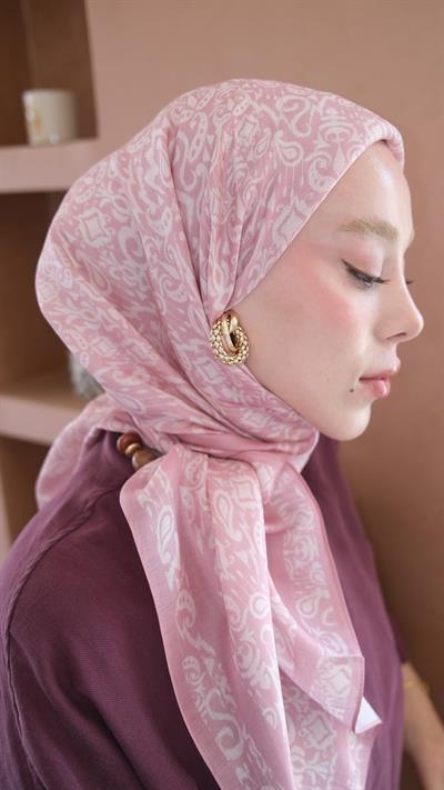 ELOURA DESEN EŞARP PEMBE-1