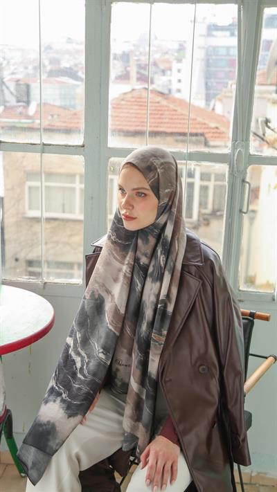 ELYSİA DESEN ŞAL SİYAH BEJ-5