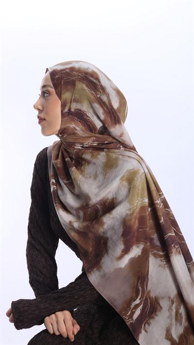 ELYSİA DESEN ŞAL ZEYTİN YEŞİLİ-8